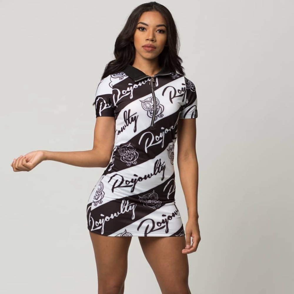 White Black Royowlty Women’s Streetwear Dress